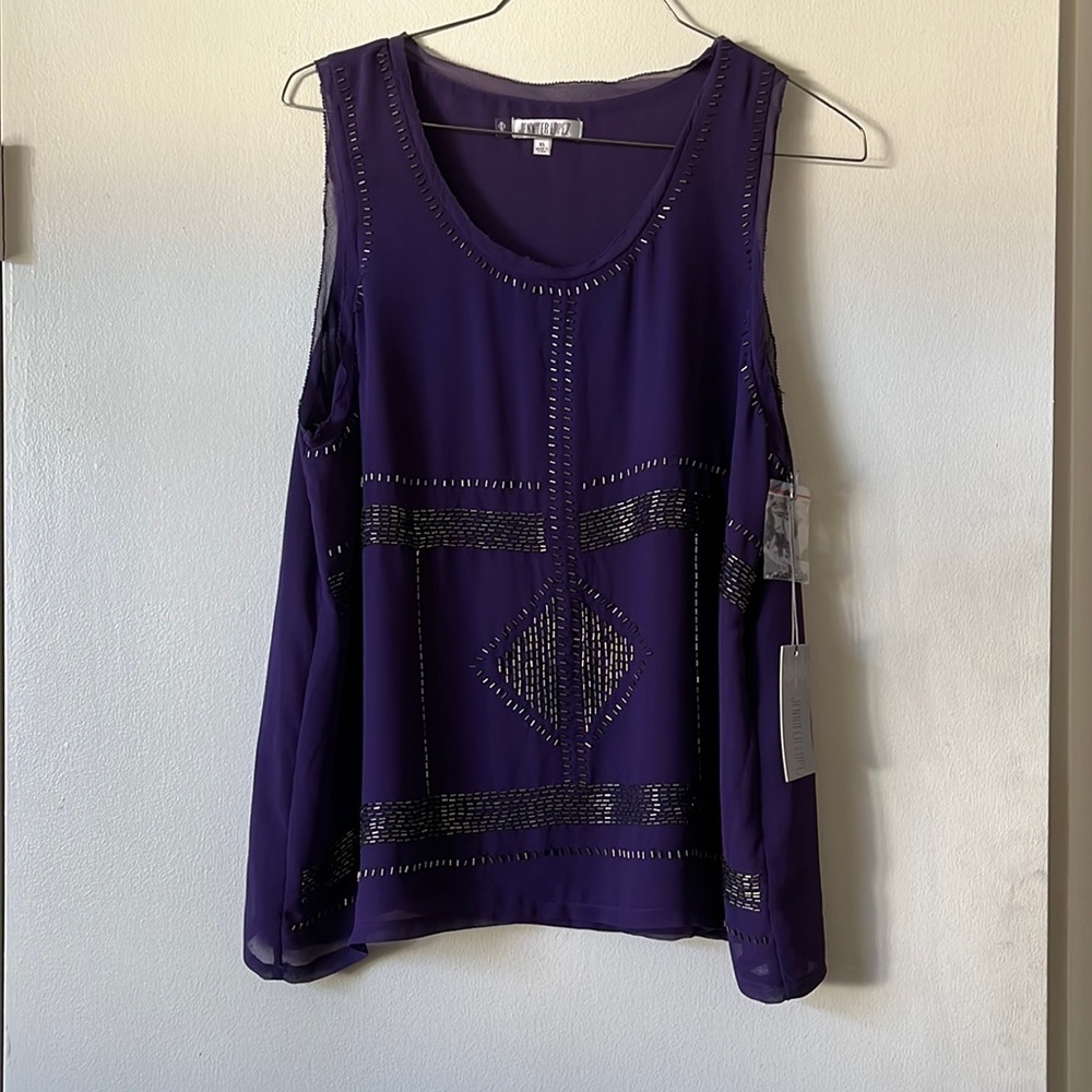 Jennifer Lopez Beaded Purple Top